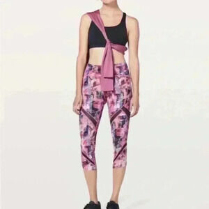 Lululemon Fast & Free 7/8 Tight II in Sun Dazed Multi Pink bra workout top 4